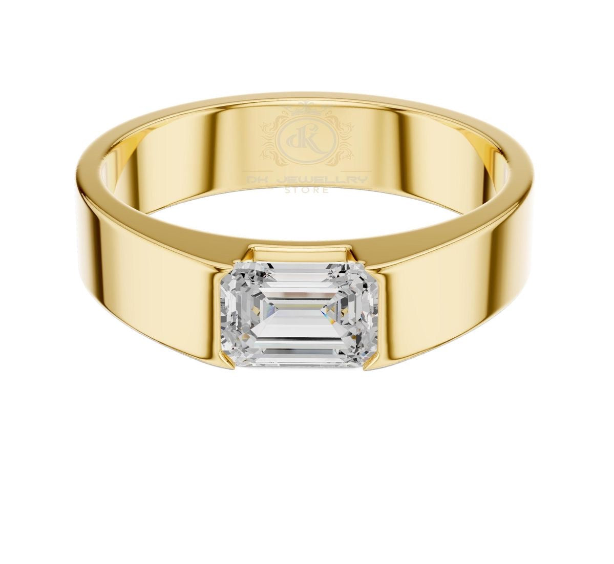 Emerald Step Solitaire Ring