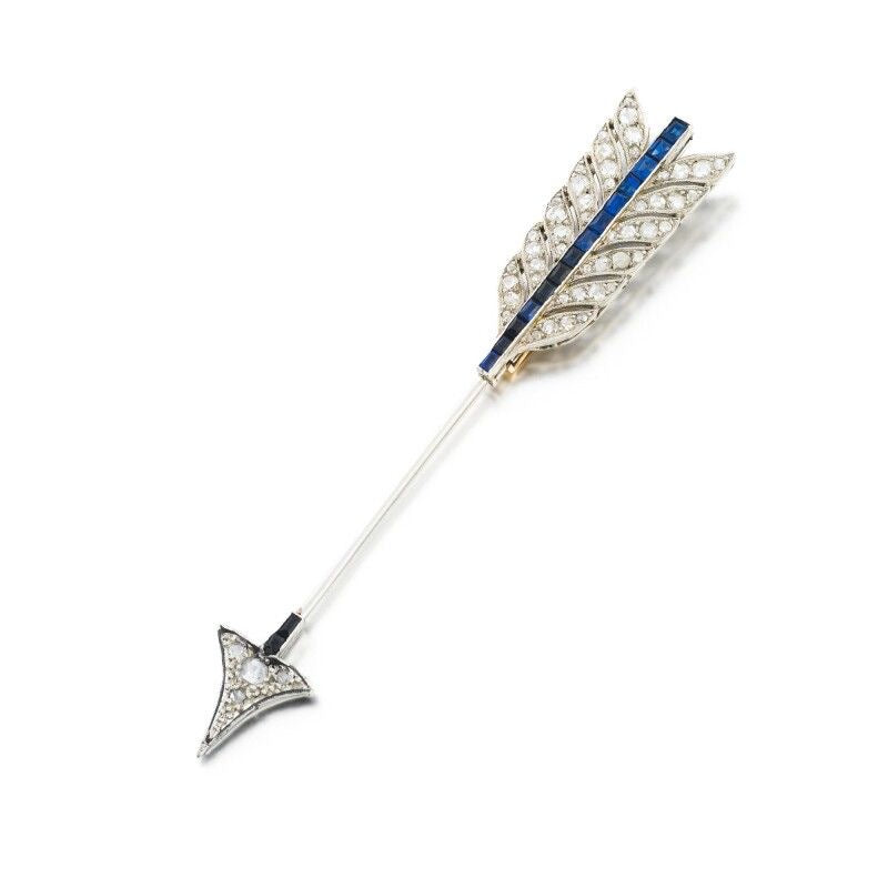 Diamond & Sapphire Arrow Brooch