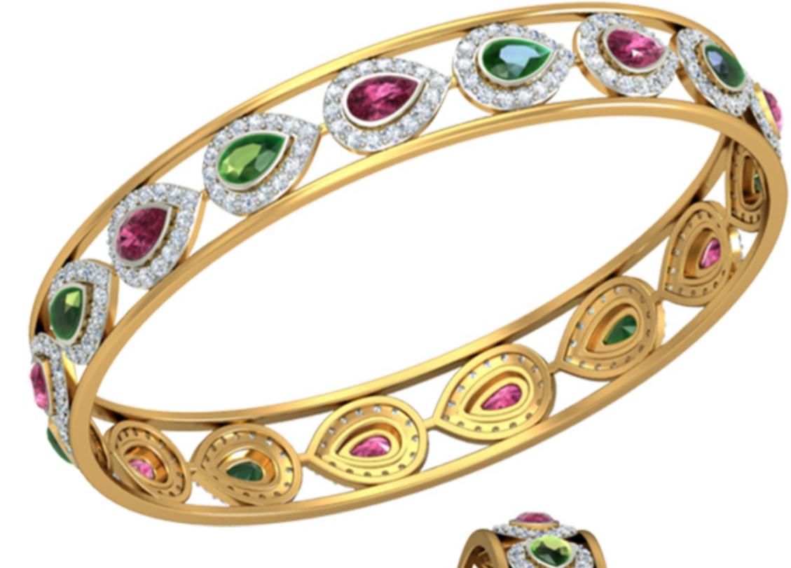Multicolor Teardrop Stone Bangle