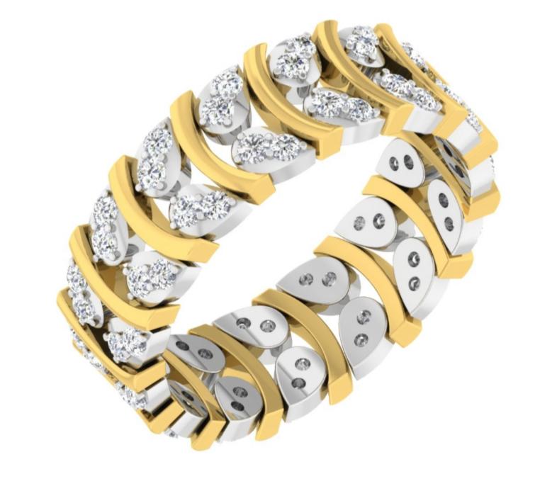 Dual Curve Leaf Diamond Bangle