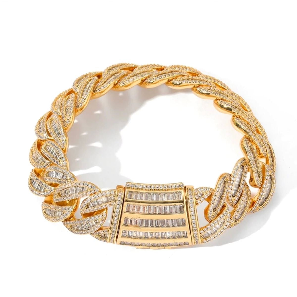 Cuban Link Diamond Baguette Bracelet