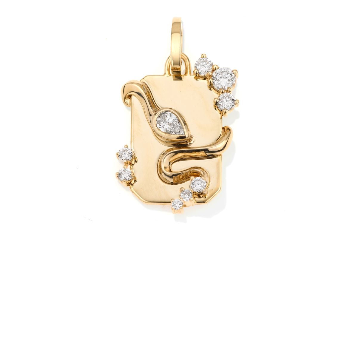 Gold Snake & Diamond Accent Pendant