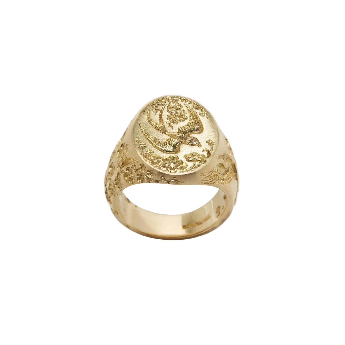Engraved Sparrow Signet Ring