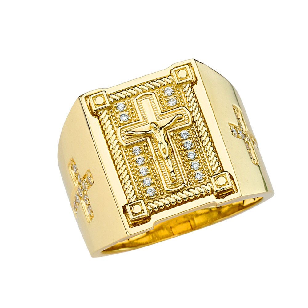 Gold Crucifix Diamond Ring