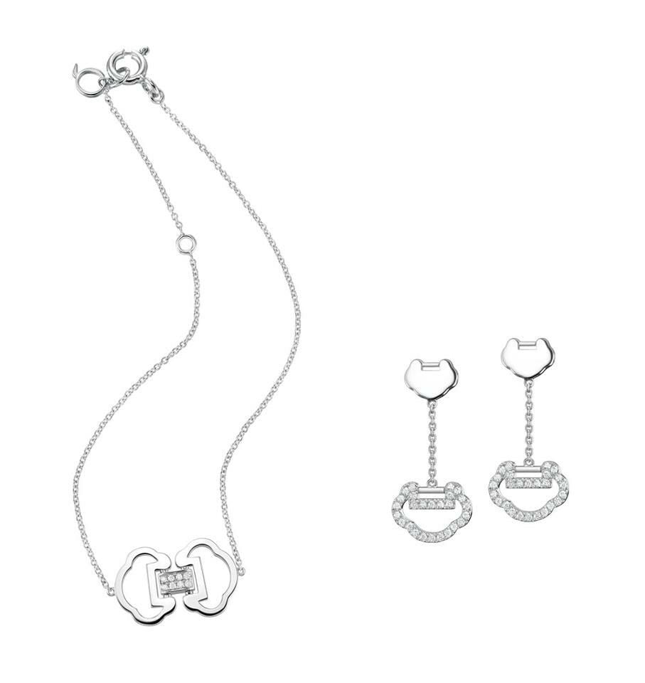 Diamond Loop Icon Necklace & Earrings Set