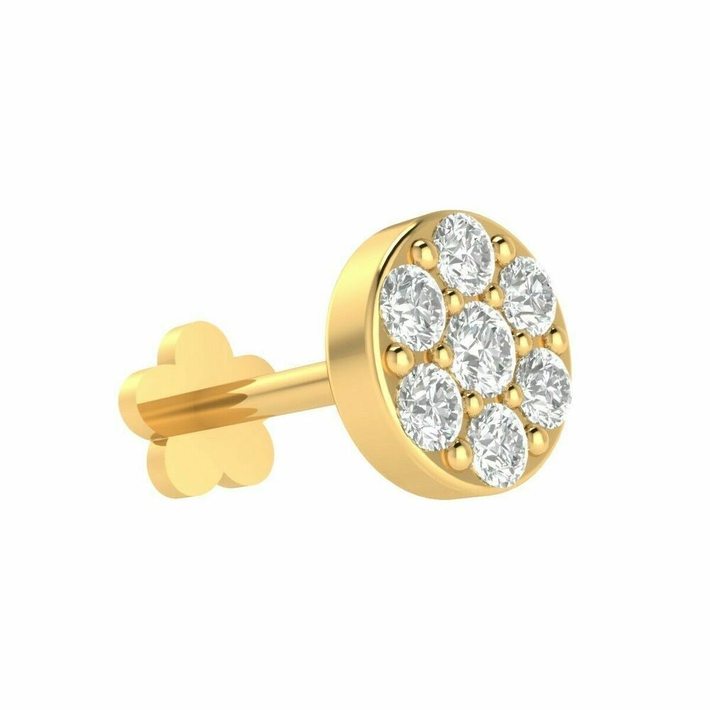 Round Cluster Diamond Nose Pin