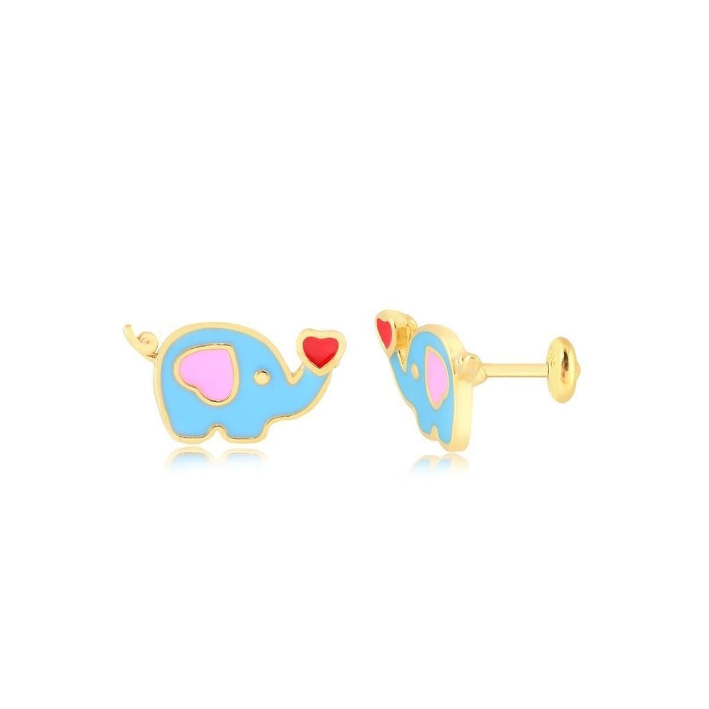 Blue Elephant Heart Studs