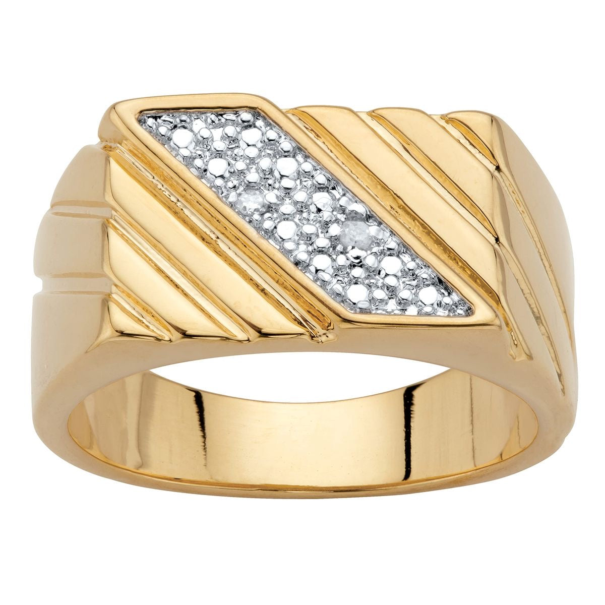 Diagonal Diamond Strip Gold Ring