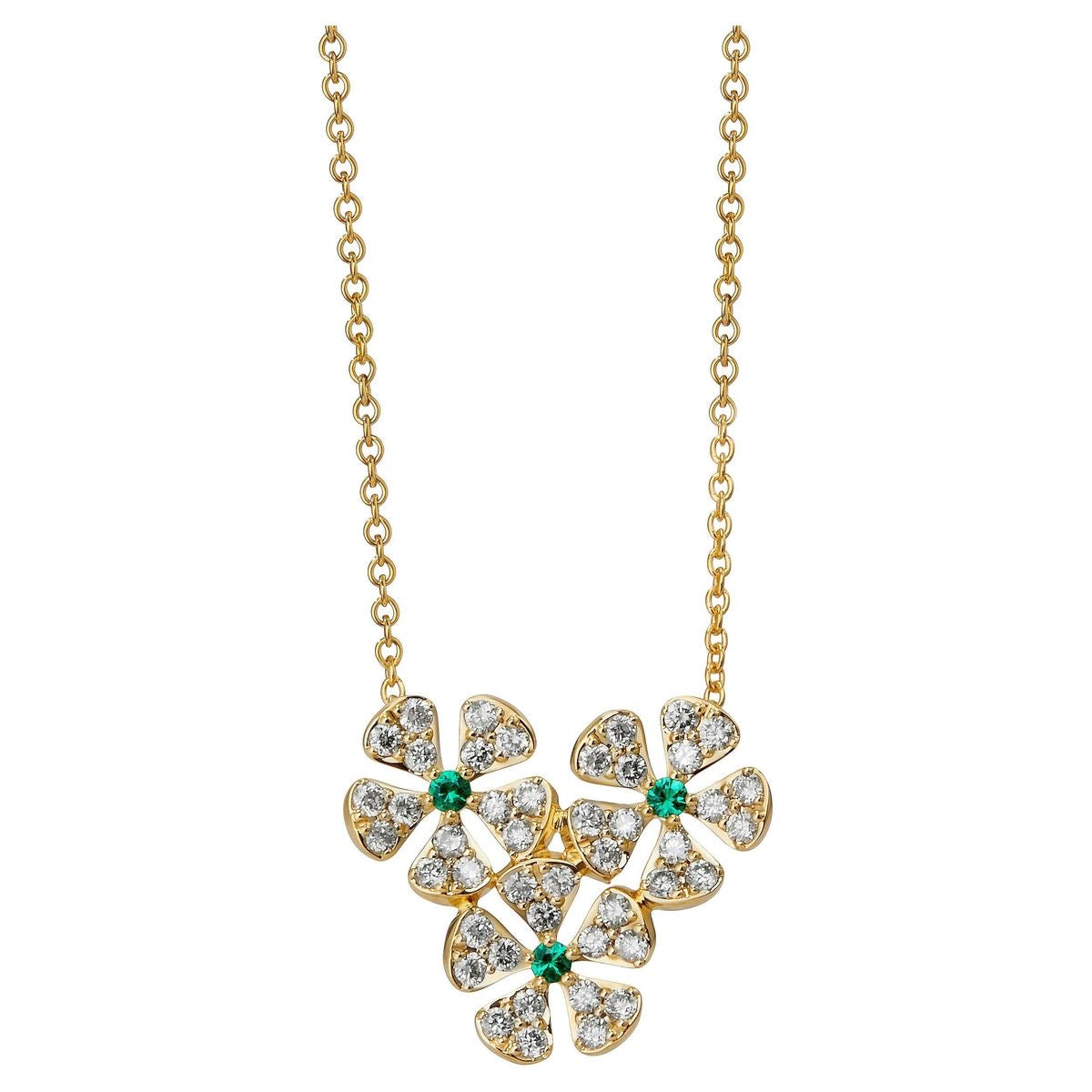 Emerald Petal Cluster Necklace