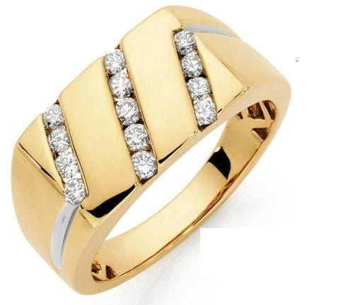 Triple Channel Diamond Gold Band