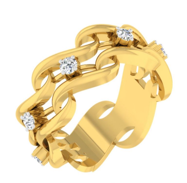 Wave Link Diamond Bangle