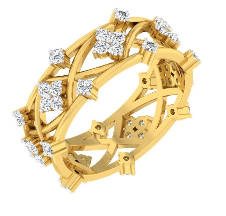 Criss-Cross Flower Diamond Bangle