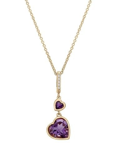 Amethyst Duo Heart Necklace