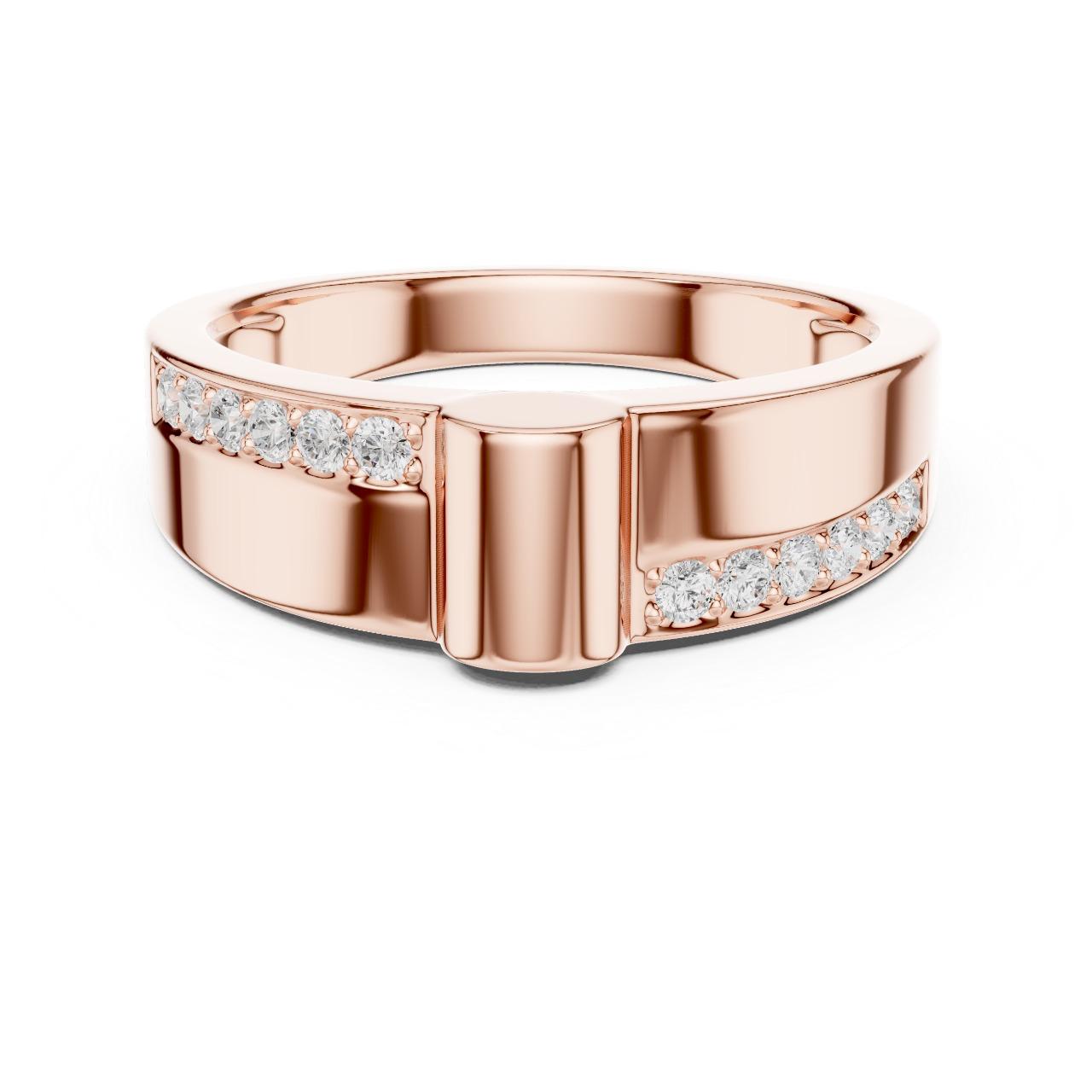 Parallel Groove Diamond Block Ring