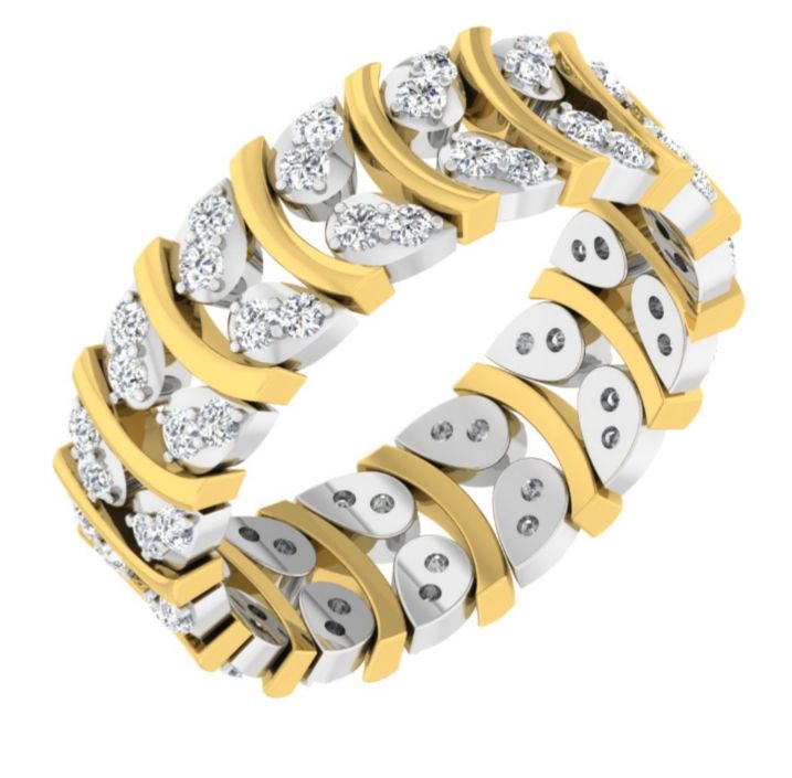 Dual Tone Leaf Diamond Bangle