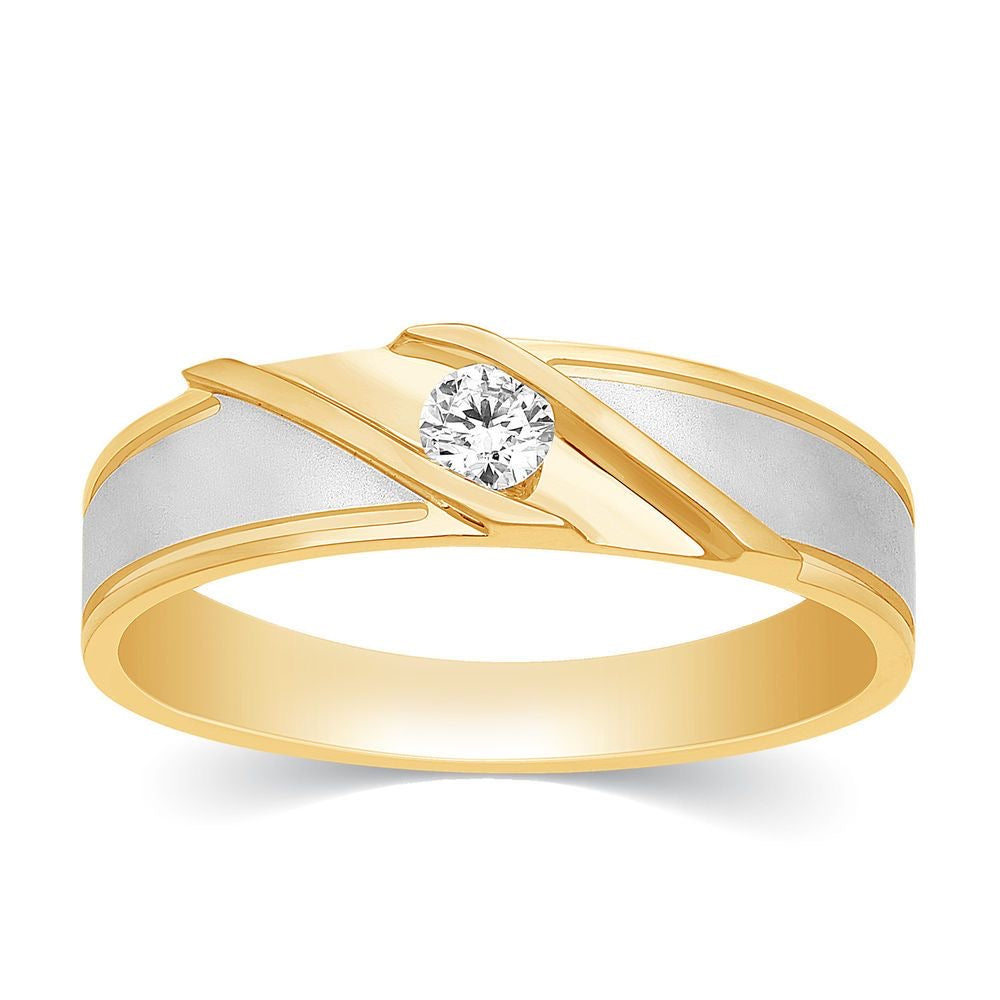 Brushed Two-Tone Stripe Diamond Ring