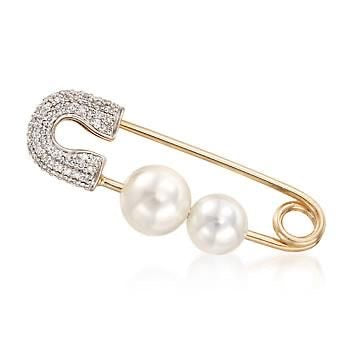 Pearl Duo Safety Pin Brooch