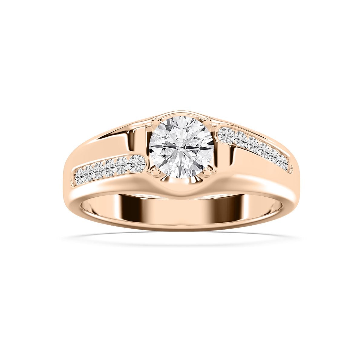 Rose Gold Split Shoulder Diamond Ring
