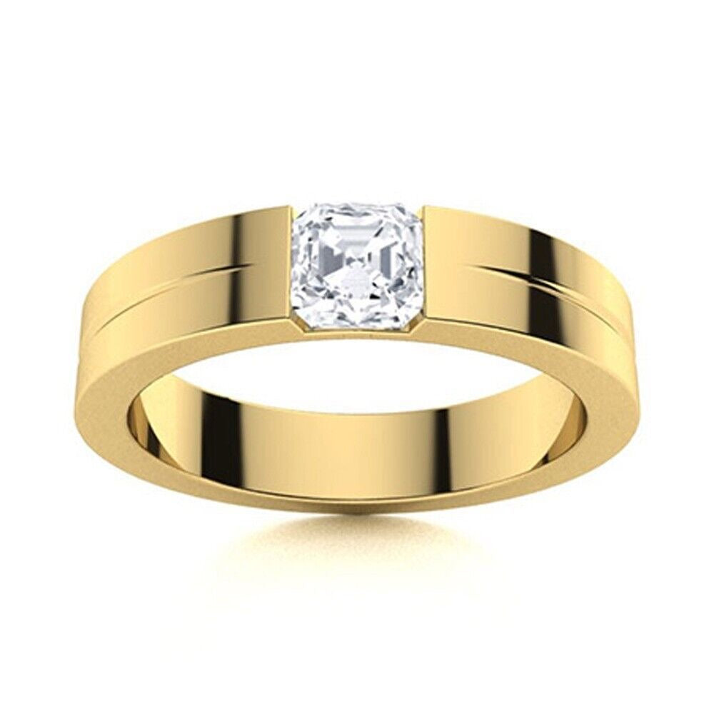 Asscher-Cut Center Gold Ring