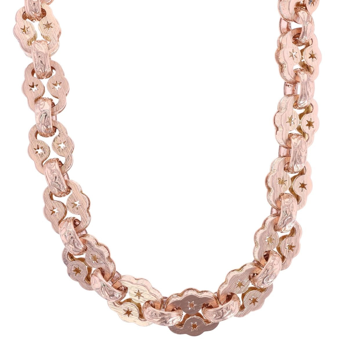 Rose Gold Floral Link Necklace