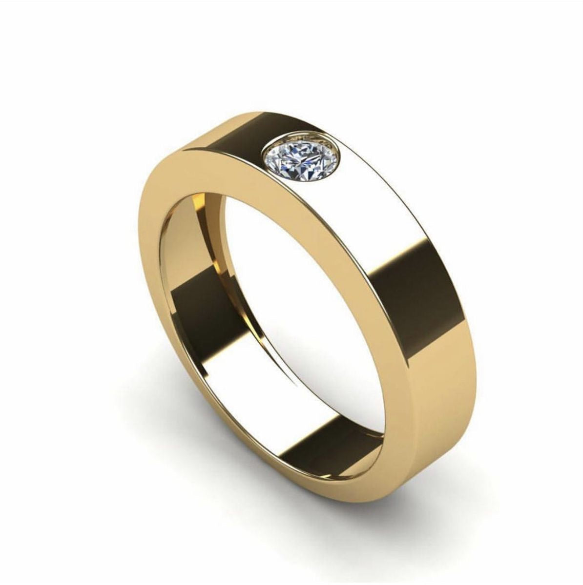 Bezel Set Single Diamond Gold Band