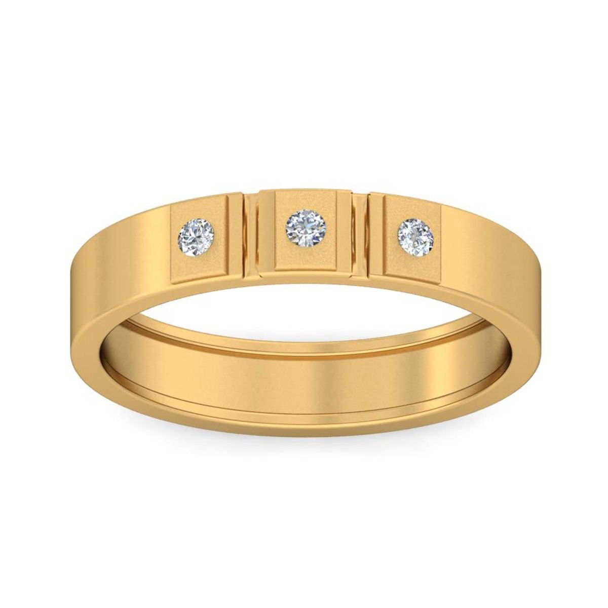 Three Diamond Panel Gold Ring