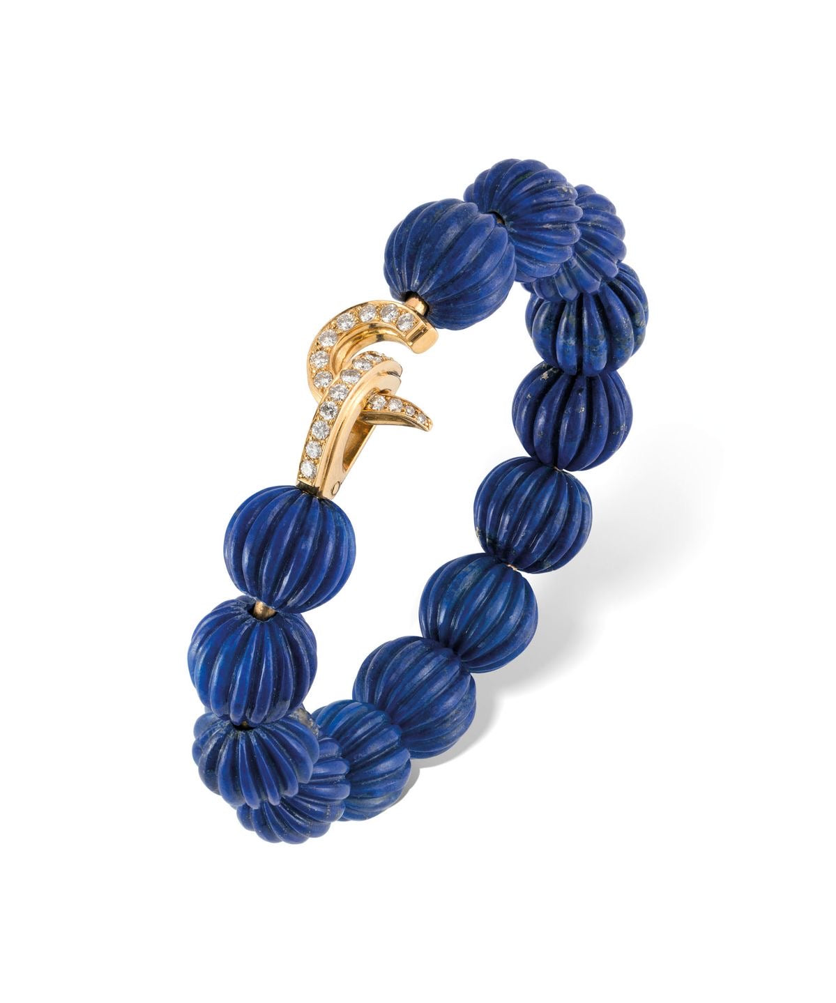 Lapis Carved Bead Pin Bracelet