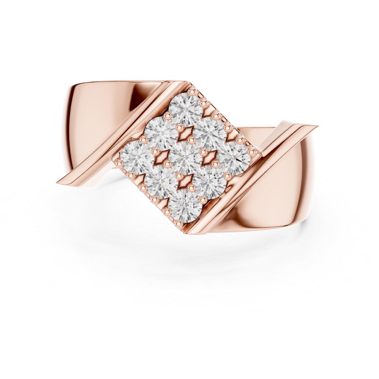 Diagonal Mosaic Diamond Ring