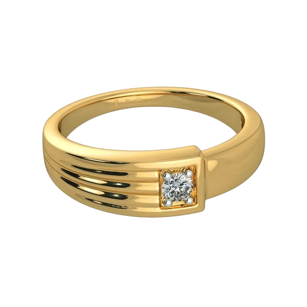 Grooved Square Diamond Gold Band