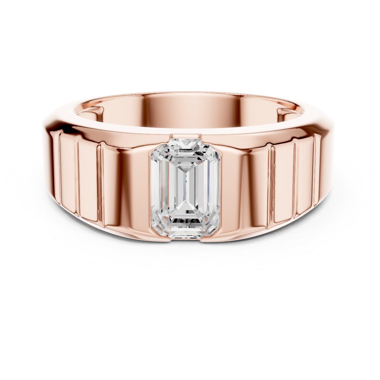 Regal Emerald Column Solitaire Ring