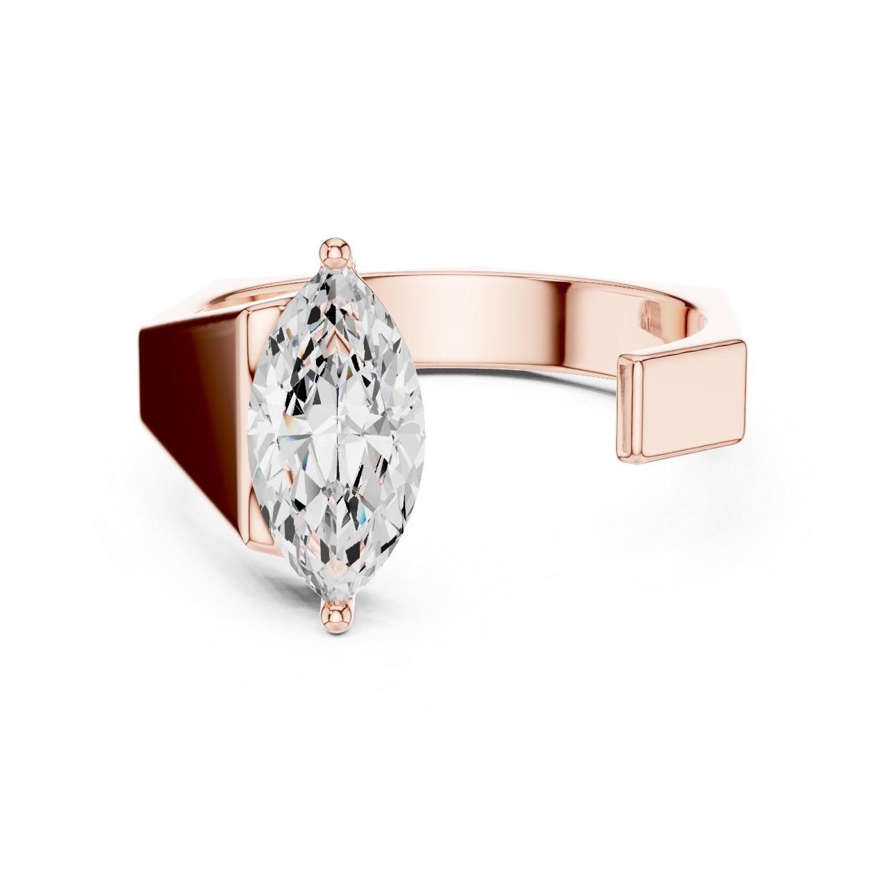 Marquise Edge Open Solitaire Ring