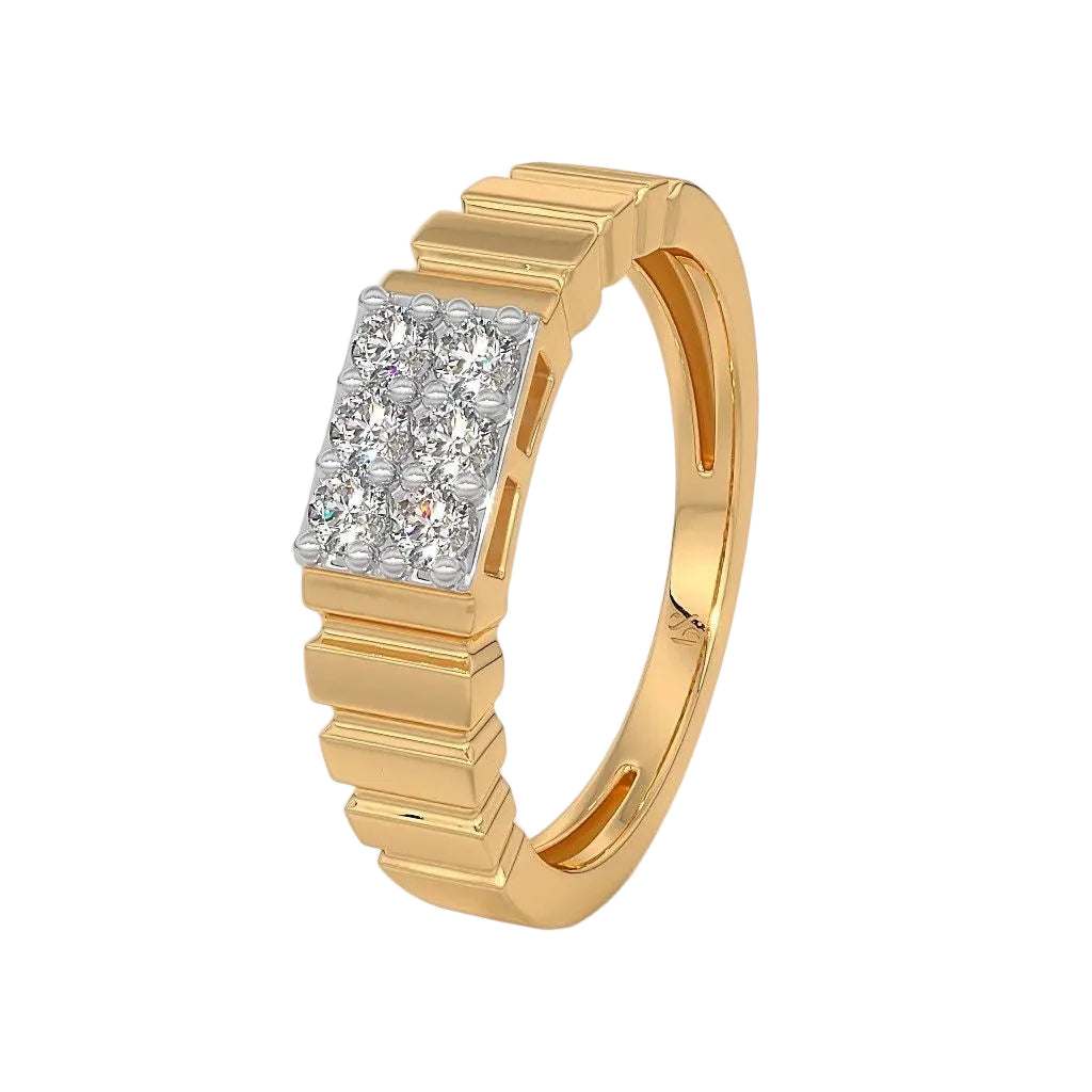 Stepped Panel Cluster Gold Ring