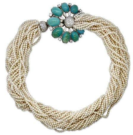 Turquoise Blossom Pearl Collar