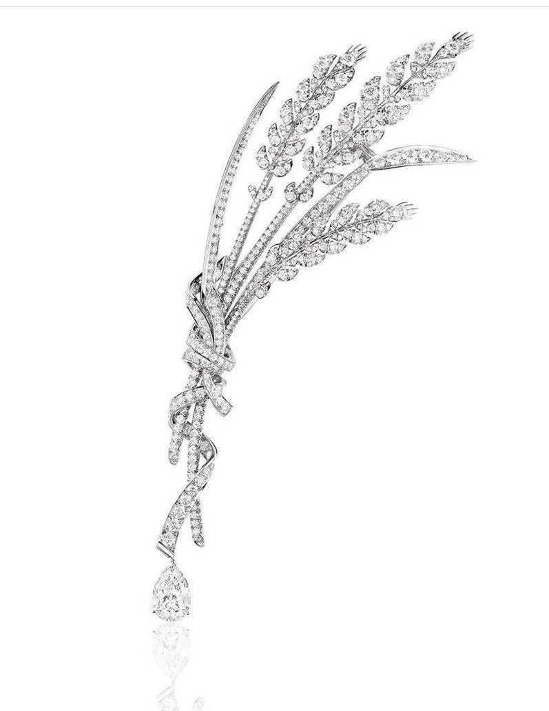 Crystal Wheat Sheaf Brooch
