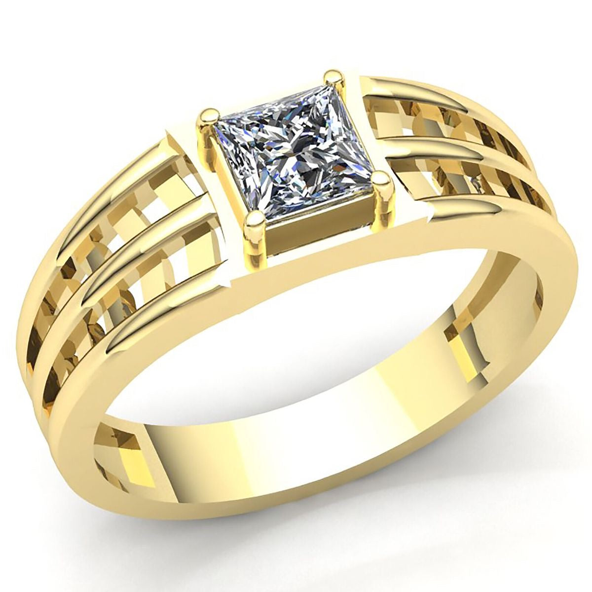 Split Bridge Princess Cut Ring