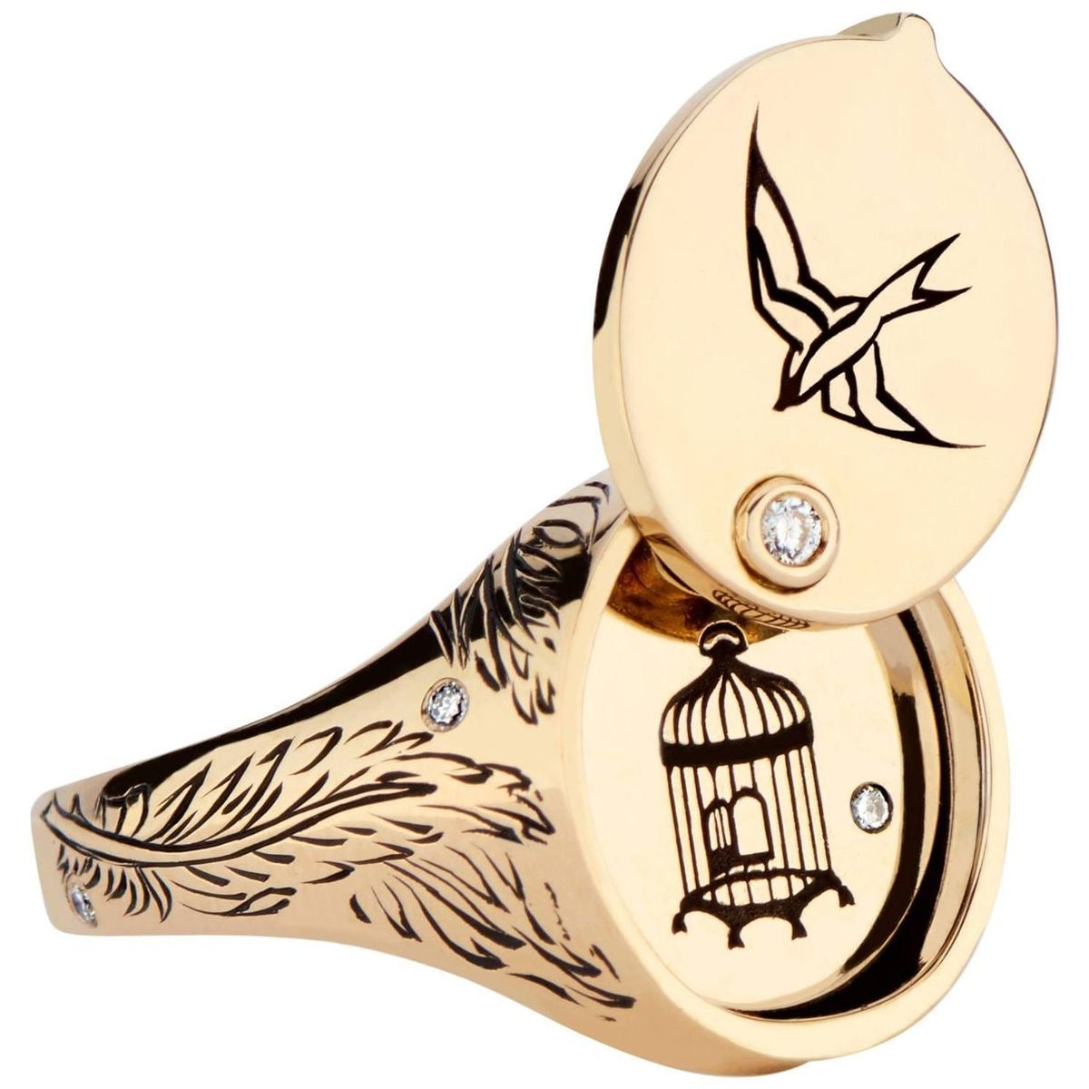 Secret Cage Gold Signet Ring