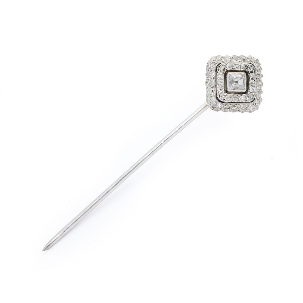 Square Halo Diamond Stick Pin
