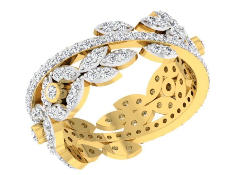 Leaf Halo Diamond Wrap Bangle