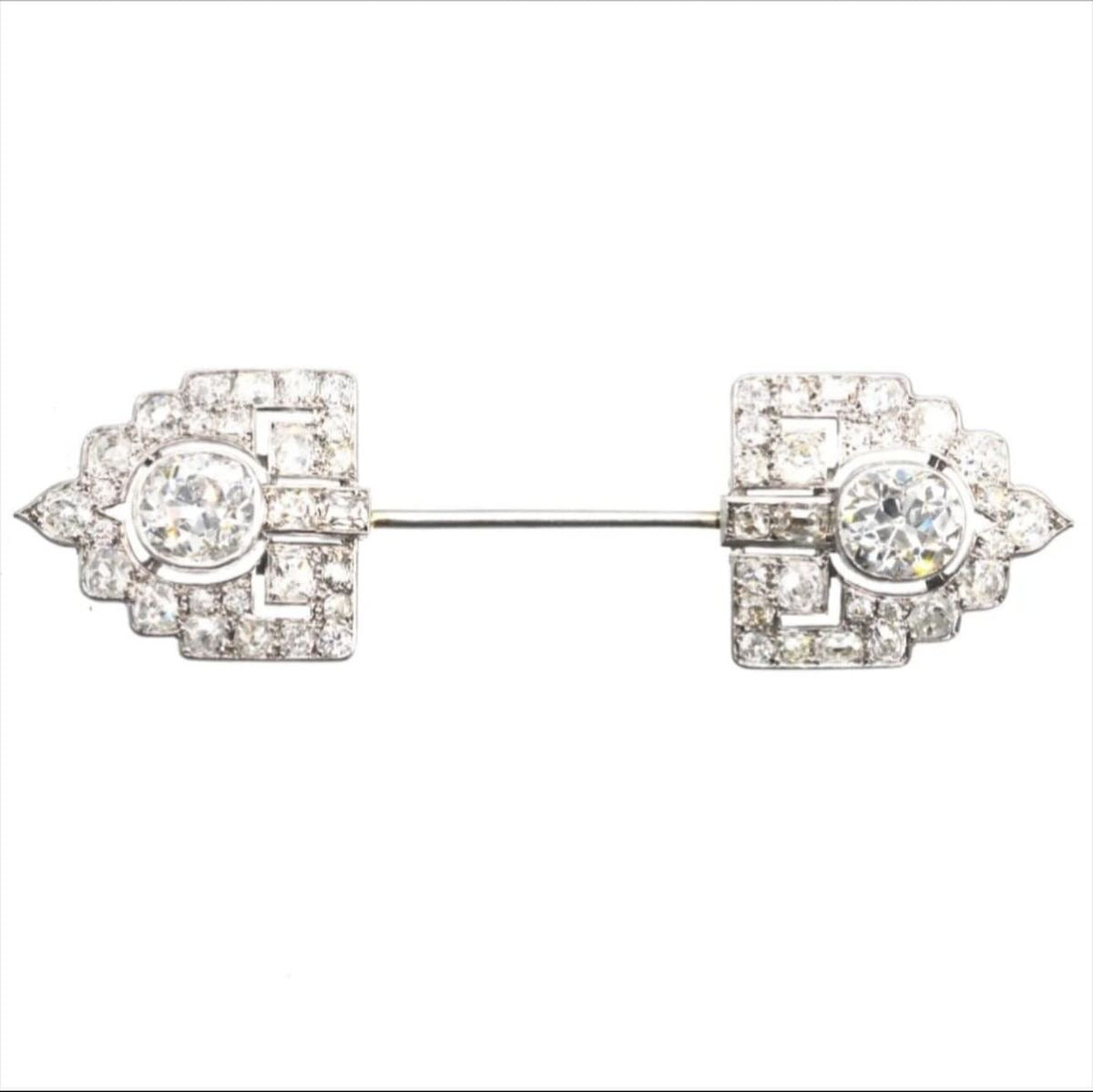 Art Deco Twin Diamond Bar Pin