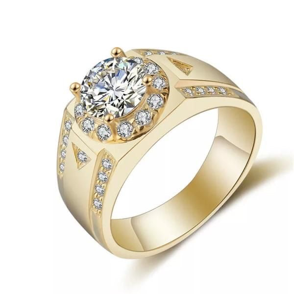 Royal Halo Solitaire Gold Ring