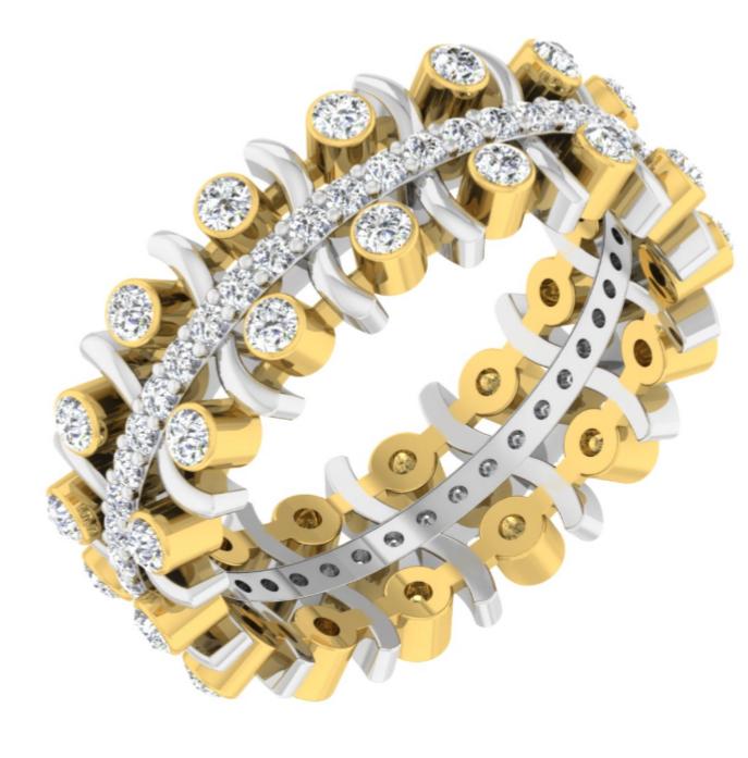 Dual Tone Crown Cluster Bangle