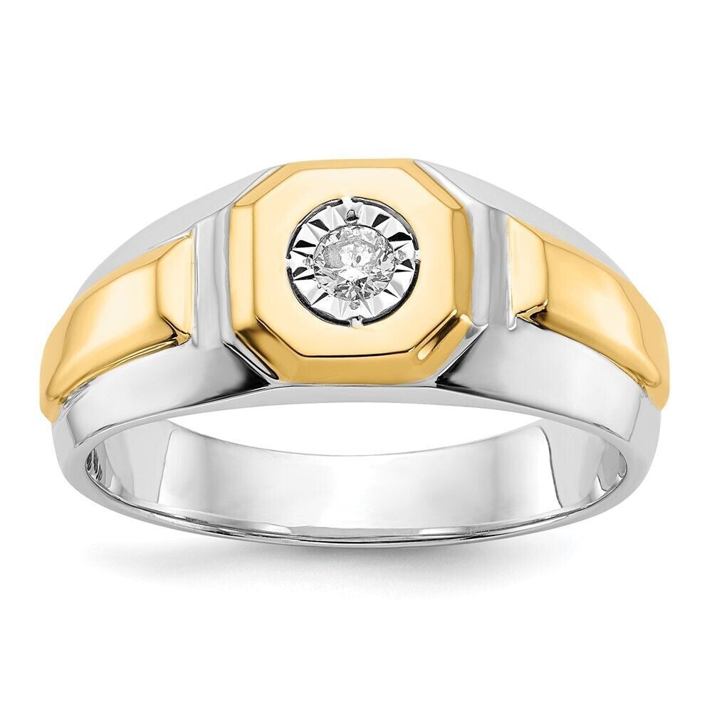 Octagon Two-Tone Bezel Diamond Ring