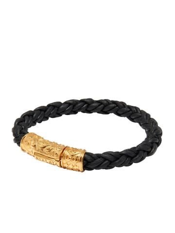 Braided Leather Bracelet with Gold Clasp