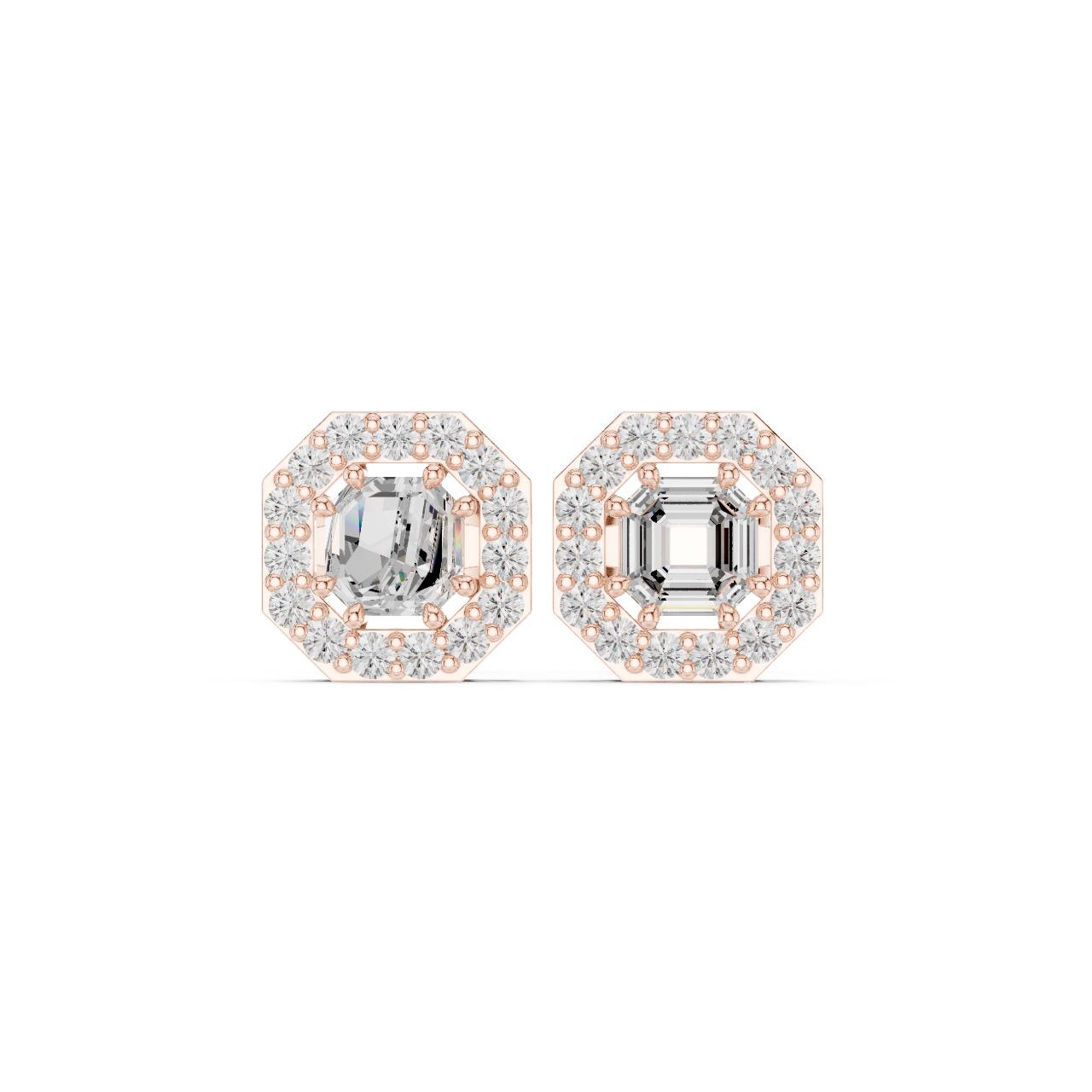 Octagon Halo Asscher Studs