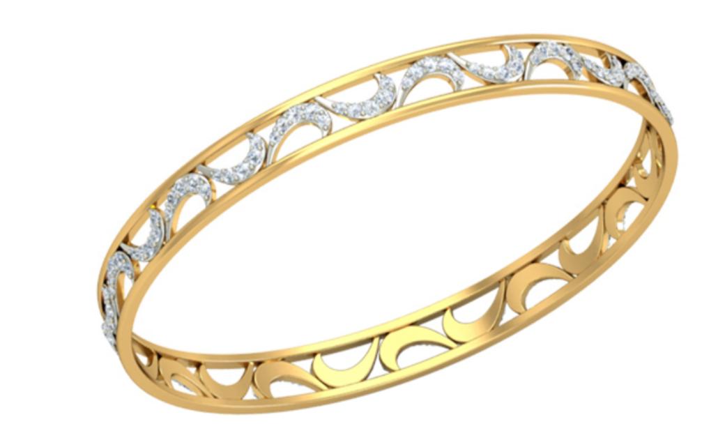 Open Wave Diamond Bangle