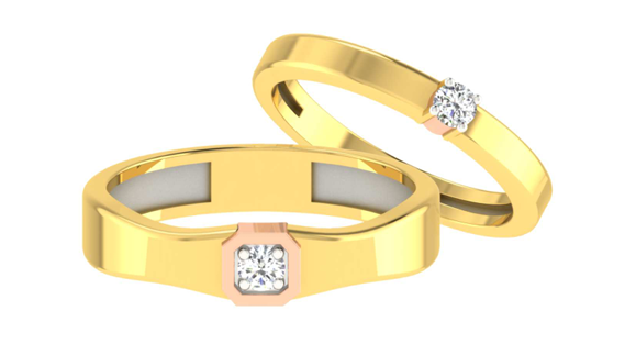 Bold Square Diamond Couple Ring