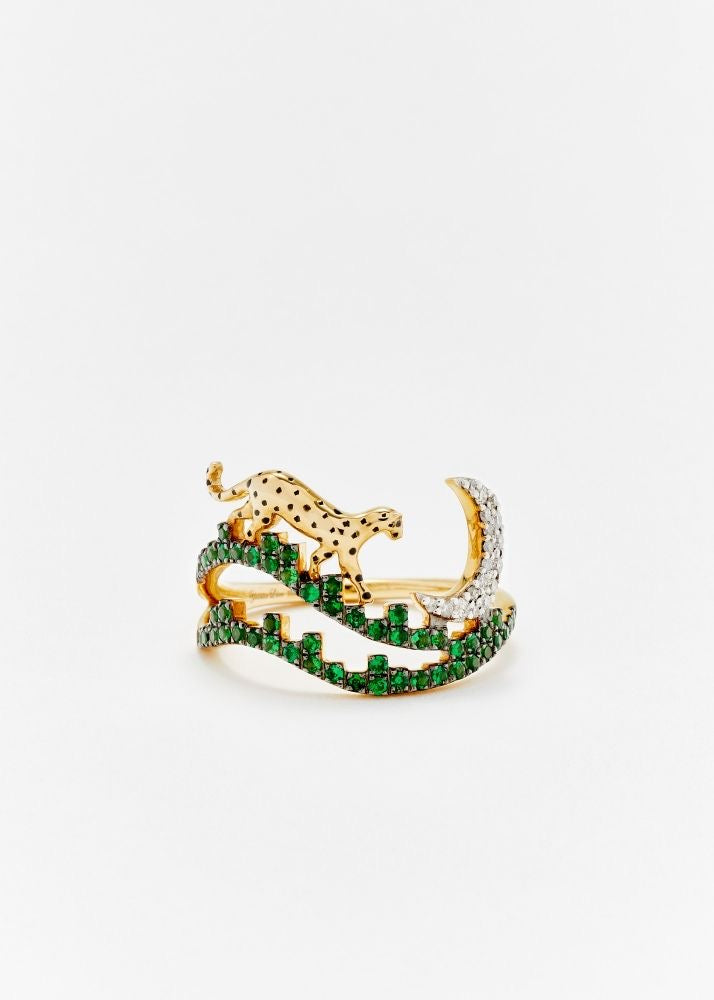 Emerald Panther Wrap Ring