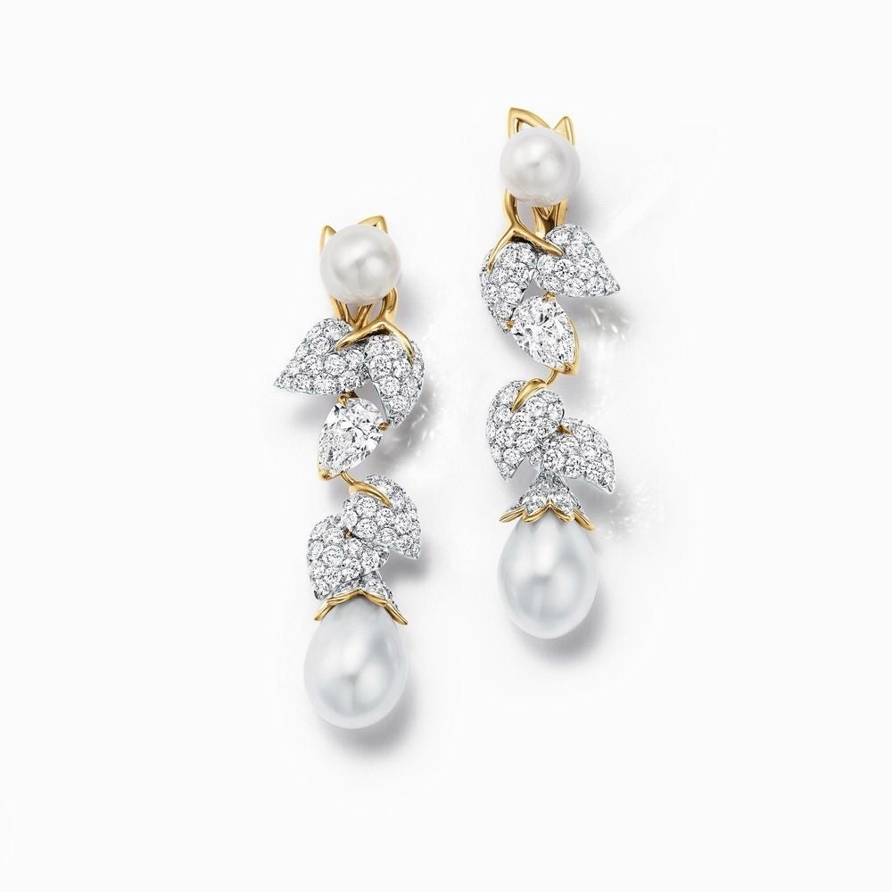 Pearl Vine Diamond Drops Earring