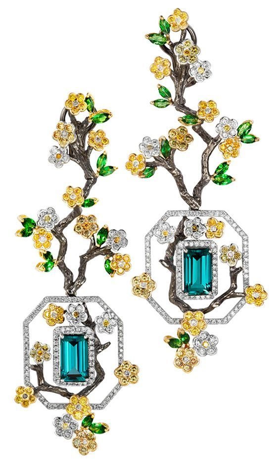 Emerald Blossom Branch Earring