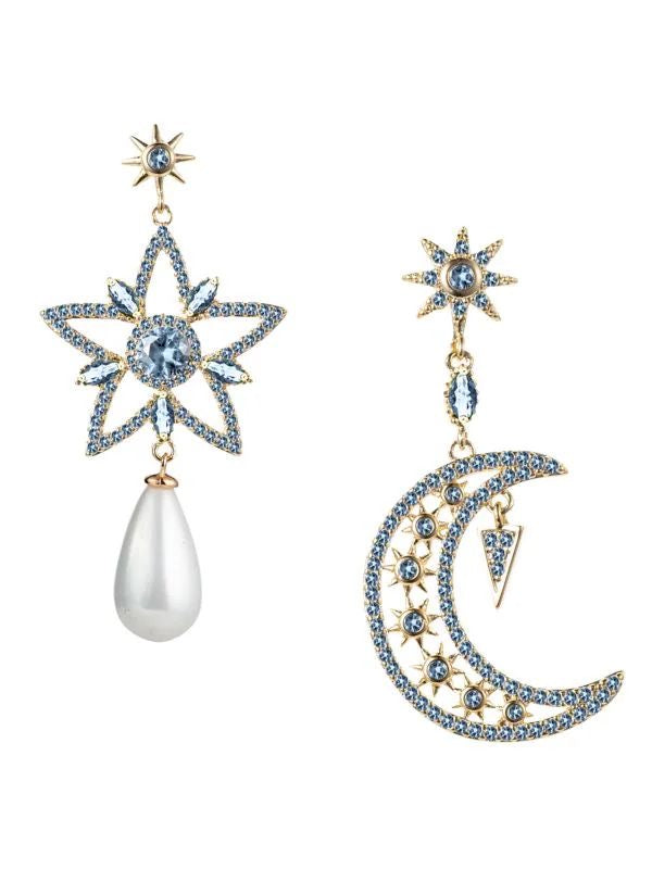 Blue Star & Crescent Dream Earrings